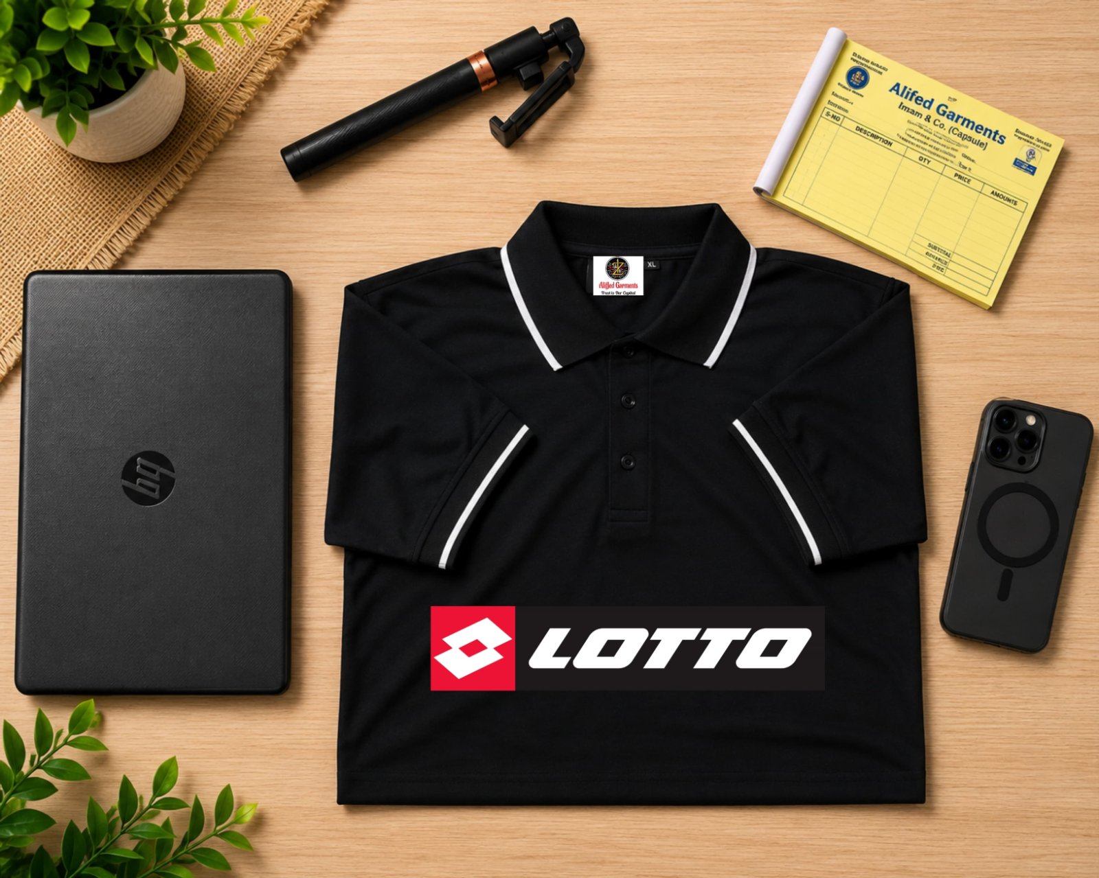 Premium Balck Double PK Polo T-Shirt (190–200 GSM) – আপনার ডিজাইন দিয়ে প্রিন্ট করে নিন