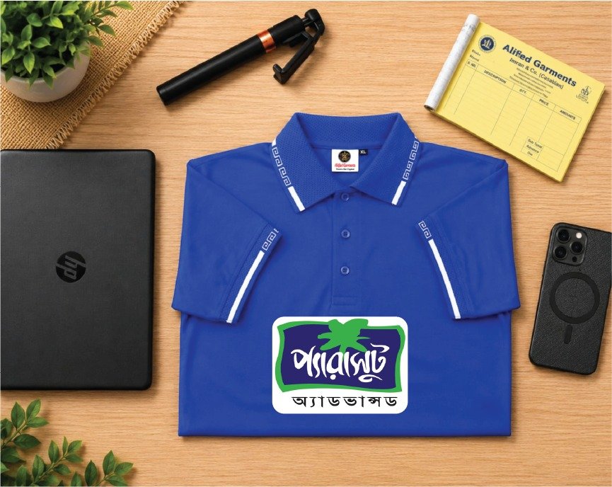 Premium Double PK Polo Blue T-Shirt (190–200 GSM) – আপনার ডিজাইন দিয়ে প্রিন্ট করে নিন